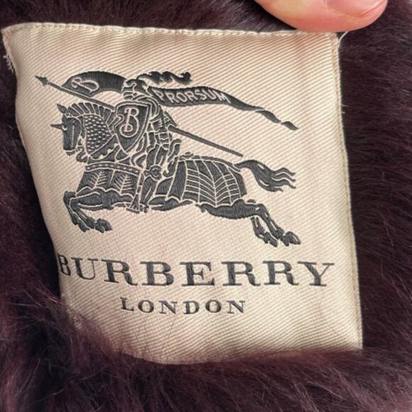 Burberry Burgundy Suede Shearling Haddingcroft Double Breasted Jacket US size 2 - Picture 16 of 16